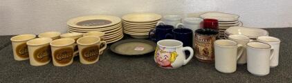Aunt Jennys Brand Dish Set (Plates, Bowl, Mugs), And Miscellaneous Dishes Including Campbell Mug