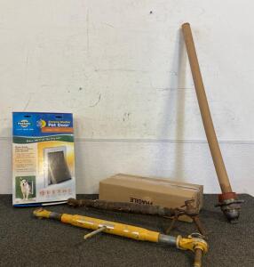 Miscellaneous Lot Including, Pet Door, (2) Impliment Stablizers, Imput Shaft And More