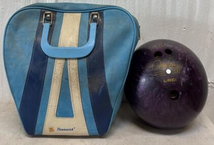 Vintage Bowling Ball & Brunswick Bag