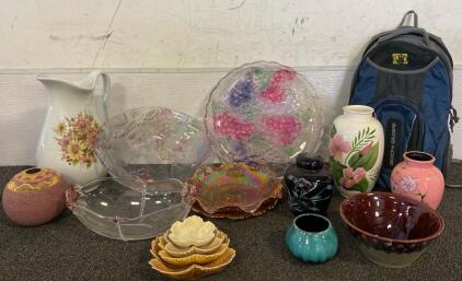 Decorative Glass Serving Dishes, Vases, Bowls, Urns, Pitcher And More