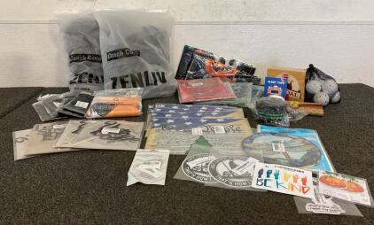 Miscellaneous Lot Including Couch Covers, Shower Curtains, Incense Cones, Sleep Tape, American Garden Flags And More