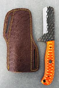 Straight Edge Carbon Steel Fixed Blade Hunting Knife With Leather Sheath(8.5" Overall Length)