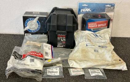 (1) NOCO Snap-Top Battery Box, (1) Peak Mobile Power Outlet 800 Watt, (1) Halogen Headlight, And More