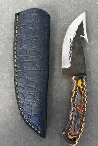 Carbon Steel Fixed Blade Hunting Knife With Leather Sheath(8.5" Overall Length)