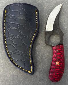 Carbon Steel Fixed Blade Hunting Knife With Leather Sheath(5.5" Overall Length)