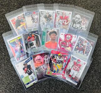(14) Collectible Football Cards: Brett Favre, Tee Higgins, Antonio Gibson, Mecole Hardman Jr, Nick Bosa and Many Other Stars