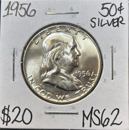 1956 MS62 SILVER MINT STATE FRANKLIN &frac12; $1
