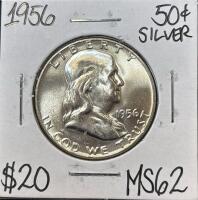 1956 MS62 SILVER MINT STATE FRANKLIN &frac12; $1
