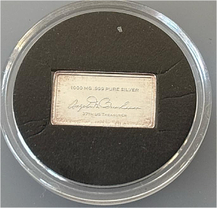 Angela M Buchanan 1000MG .999 Pure Silver 37th US Treasurers