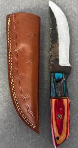 Carbon Steel Fixed Blade Hunting Knife With Leather Sheath (9" Overall Length)
