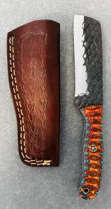 Straight Edge Carbon Steel Fixed Blade Hunting Knife With Leather Sheath(8" Overall Length)