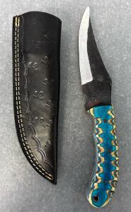 Carbon Steel Fixed Blade Hunting Knife With Leather Sheath(8.5" Overall Length)