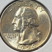 1954-S MS62 SILVER MINT STATE WASHINGTON .25c - 3