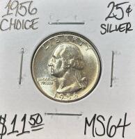 1956 MS64 CHOICE SILVER WASHINGTON QUARTER