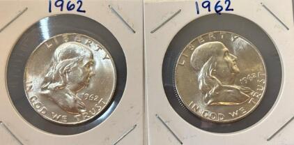 (2) 1962 Franklin Silver Half Dollar
