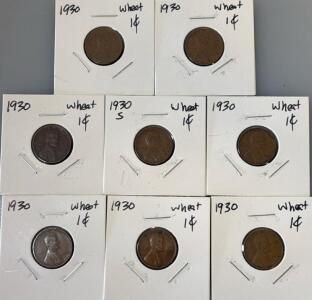 (8) 1930 Wheat Pennies