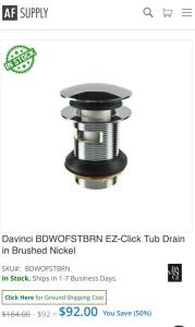 (1) Kohler Purist Stillness Wall-Mount Supply Elbow with Check Valve (model K-22172-BN). (1) Kohler Purist Stillness Wall-Mount Supply Elbow with Check Valve