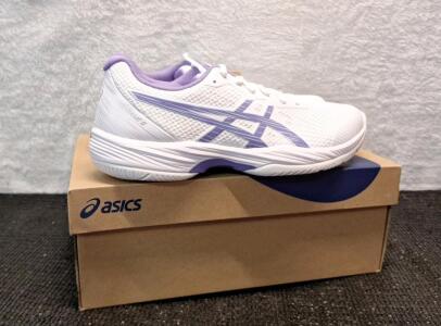 (1) Pair Of Asics Women's Gel-Game 9 Tennis Shoes, White / Amethyst, Size 9