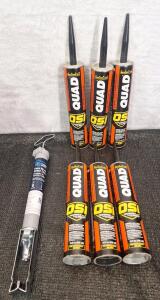 (6) 10-Oz Tubes Of OSI Quad Window, Door & Siding Sealant , All-Season Formula, Black & (1) Paint Brush / Roller Cleaner
