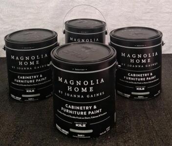 (4) 1-Gallon Cans Of KILZ - Magnolia Home Interior Cabinetry & Furniture Paint , Satin, Base 3, Untinted