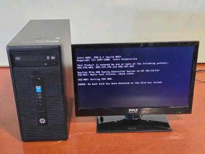 HP 280 G1 MT Business Desktop PC & PyleUSA Monitor w/ Remote