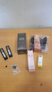 (1) Lip Tint (1) K18 Hair Oil (1) Tanning Lotion (1) Nova Hair Dye (2) Babe Lash Serum And Halloween Key Chain