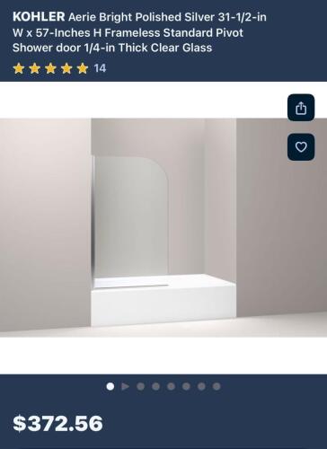 KOHLER Aerie Bathscreen Clear & Polished Silver