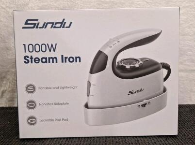 (1) Sundu 1000W Steam Iron & (1) Box Of Assorted Amazon Overstock