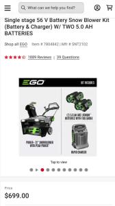 EGO Power+ Snow Blower 21&rdquo; Single Stage Auger-Propelled New In Box