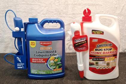 (1) 1.3-Gallon Bottle Of BioAdvanced Lawn Weed & Crabgrass Killer & (1) 1.3-Gallon Bottle Of Spectracide Bug Stop