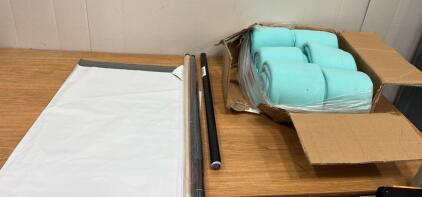 White Poly Mail Bags (250) ,Bath Towels ,Cue Stick, Canvas Bathroom poster