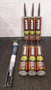 (6) 10-Oz Tubes Of OSI Quad Window, Door & Siding Sealant , All-Season Formula, Bronze/Brown & (1) Paint Brush / Roller Cleaner