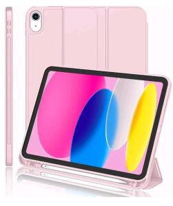 iPad (A16) Case/iPad 10th Generation Case [11-Inch 2025/10.9 Inch 2022] with Pencil Holder, Trifold Stand Smart Cover with Soft TPU Back,Auto Wake/Sleep(Pink) and More