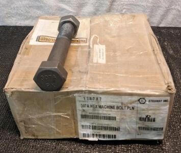 (1) Box Of (10) 1-1/4"-7 x 7" Hex Head Machine Bolts W/Nuts