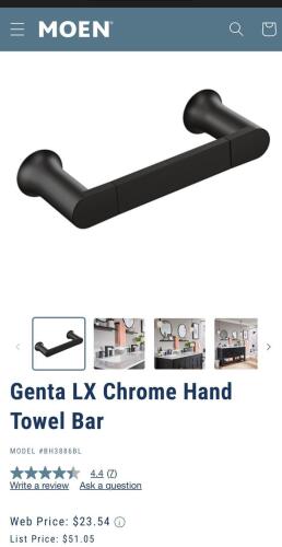 (1) Moen Genta LX Hand Towel Bar (1) Essentials Brushed Nickel Towel Bar