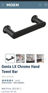 (1) Moen Genta LX Hand Towel Bar (1) Essentials Brushed Nickel Towel Bar