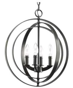(1) Progress Lighting Equinox Collection- 4-Bulb Foyer Pendant Globe Light, Antique Bronze