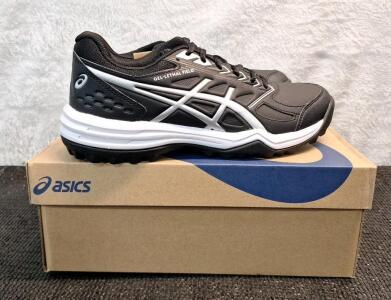 (1) Pair Of Asics Women's Lethal Field Tennis Shoes, Black / Pure Silver, Size 8-1/2