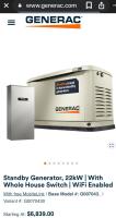 Generac Guardian 22KW Standby Generator $6,000+ Dollar Value