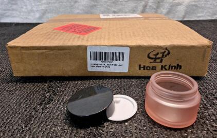 (25) 1-0z Frosted Glass Jars W/ Lids & (1) Box Of Assorted Amazon Overstock