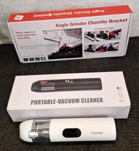 (1) 45 Degree Angle Grinder Chamfer Bracket & (1) Cordless Pocket Vacuum
