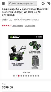 EGO Power+ Snow Blower 21&rdquo; Single Stage Auger-Propelled New In Box