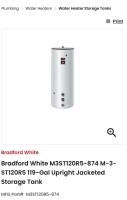 Bradford White Water Storage Tank 119 Gallons