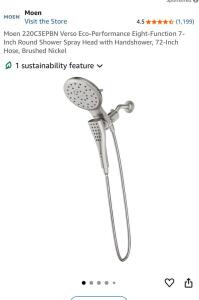 Moen Brushed Nickel Rain Shower Hand Shower Combo Pack