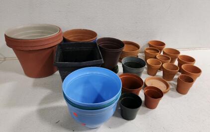 Assorted Variety Of Terracotta And Plastic Garden Pots