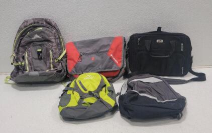 (1) High Sierra Backpack (1) Columbia Messenger Bag (1) American Tourister Messenger Bag (1) Nike Backpack (1) Sunhiker Backpack