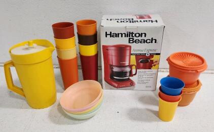 (1) Hamilton Beach 5 Cup Coffeemaker And Assorted Dishes
