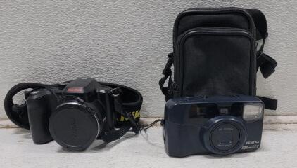 (1) Kodak Easyshare Z1015 Digital Camera (1)Pentax IQZoom 115 Point and Shoot 35mm Film Camera W/ Case
