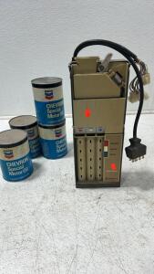(4) Vintage Chevron Oil,Coinco 3341-S Coin Changer Coin Mech for Coke or Pepsi Vending Machine unable to tested.