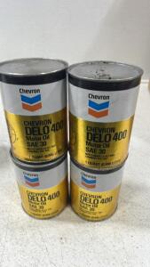 (4) Vintage Chevron DELO 400 SAE30